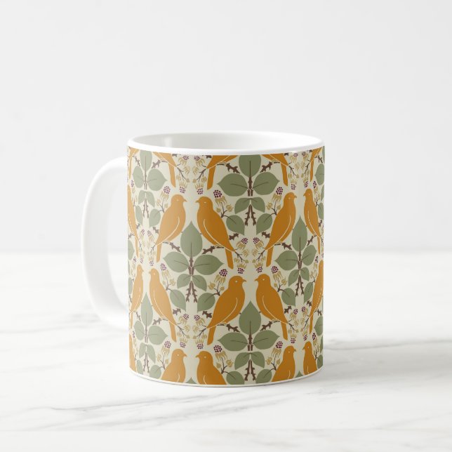 Vögel in einer Berry Bramble Coffee Tasse (Vorderseite Links)