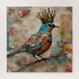 Vogel in einer Crown Mixed Media Collage