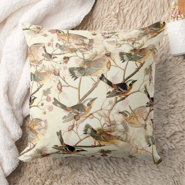 Vögel in einer Zweigstelle Kissen (Decke)