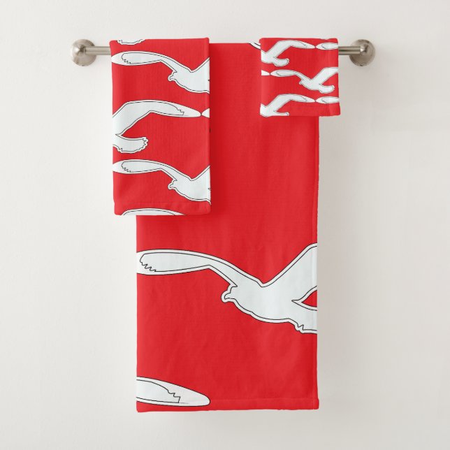 Vogel in Flight Bath Accessory Red Badhandtuch Set (Insitu)