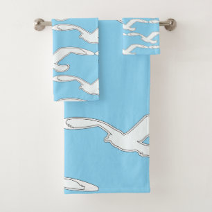 Vögel in Flug-Badezimmerzubehör lt blau Badhandtuch Set