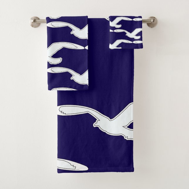Vögel in Flug Bath Zubehör Marine Blue Badhandtuch Set (Insitu)