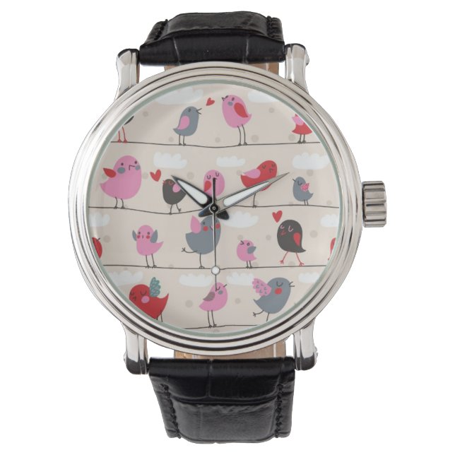 Vögel in Liebe Armbanduhr (Vorderseite)