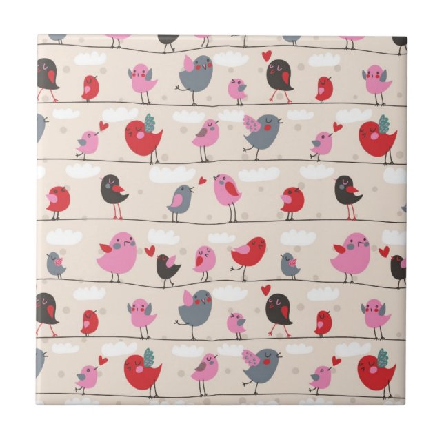 Vögel in Liebe Fliese (Vorderseite)