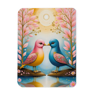 Vögel in Liebe unter Blüten Magnet