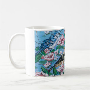 Vögel in Naturblau Kaffeetasse