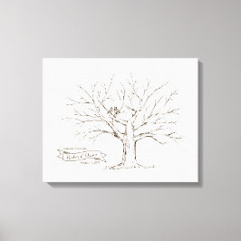 Vögel in Oak Tree Herz Fingerprint Gästebuch