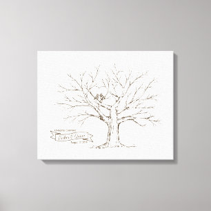 Vögel in Oak Tree Herz Fingerprint Gästebuch