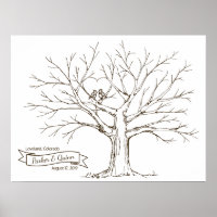Vögel in Oak Tree Herz Fingerprint Gästebuch