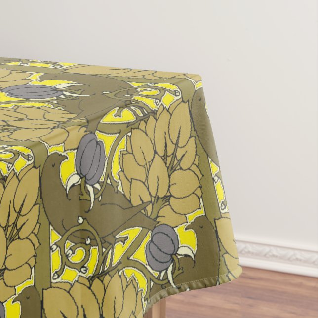 Vögel in Obstbaummuster von Voysey Tischdecke (Beispiel)