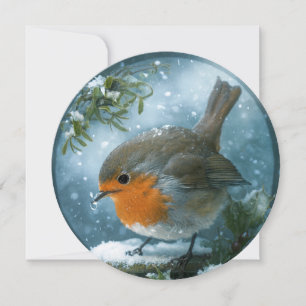 Vogel in Stechpalme und Mistel Weihnachten