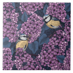 Vögel in violettem lila Garten Fliese