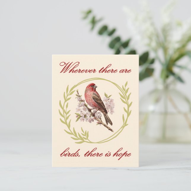 Vögel - Inspirationsangebot, Vogelblumenschurz Feiertagskarte (Stehend Vorderseite)