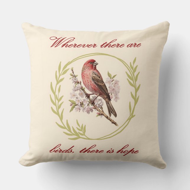 Vögel - Inspirationsangebot, Vogelblumenschurz Kissen (Vorderseite)