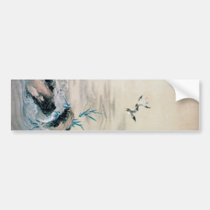 Vögel kämpfen im Bergstrom, Hokusai Autoaufkleber