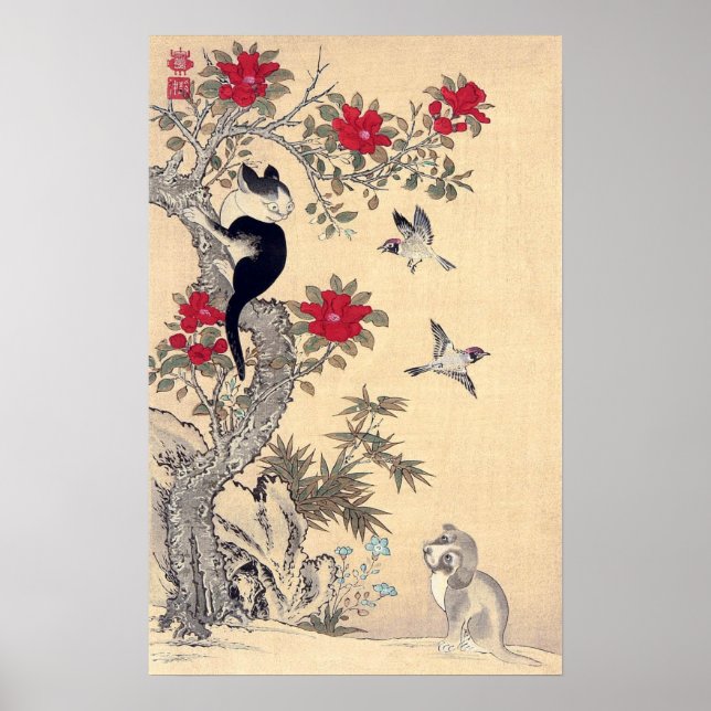 Vögel, Katzen und Hunde, Itō Jakuchū Poster (Vorne)