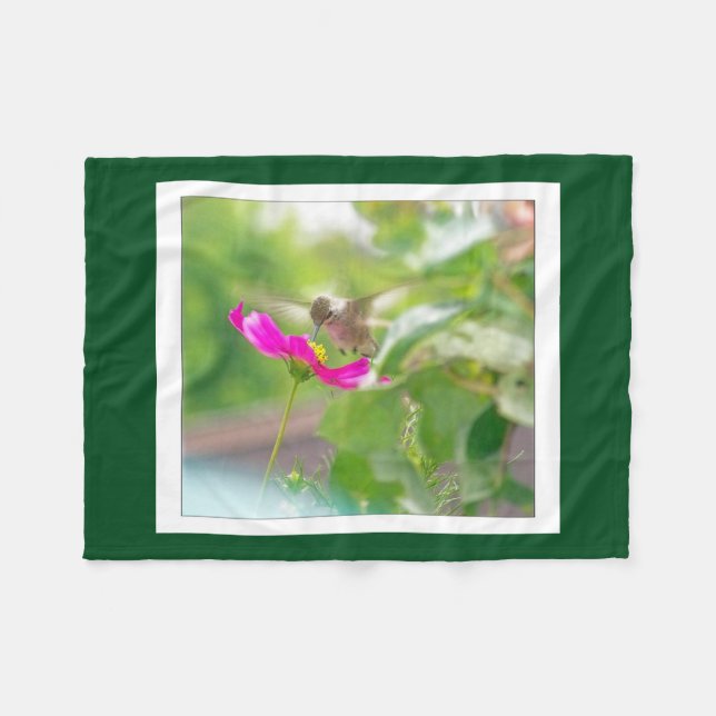 Vogel-Kolibri-TierblumenFleece-Decke Fleecedecke (Vorderseite (Horizontal))