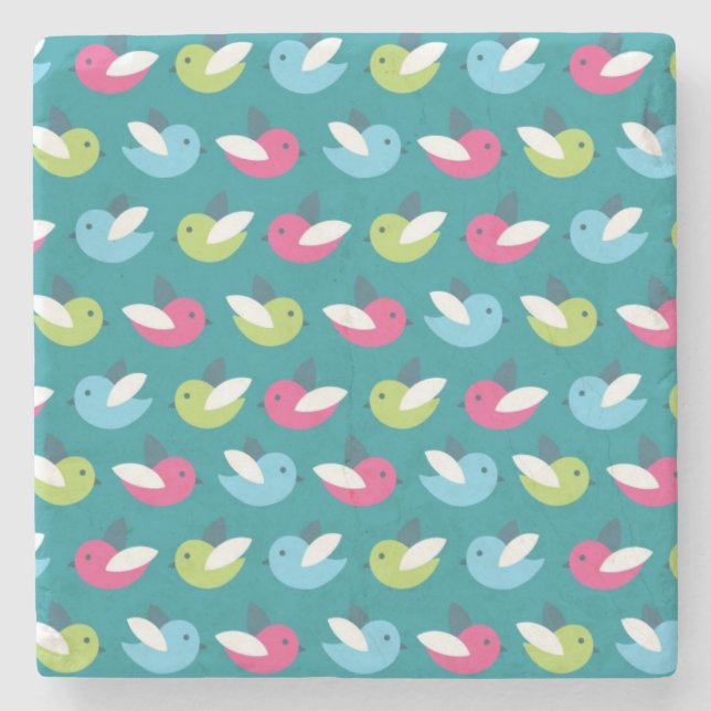 Vögel kopieren Blau Steinuntersetzer (Vorderseite)