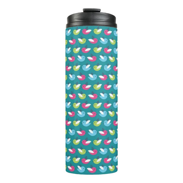 Vögel kopieren Blau Thermosbecher (Vorderseite)