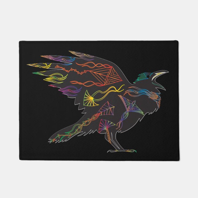 Vögel - Krähen, Schwarzvögel - Drachen und Ravens Fußmatte (Vorderseite)