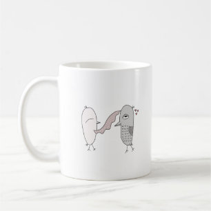 Vögel Liebe Paar niedlicher Herbstkaffee trinken Kaffeetasse
