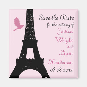 Vögel lieben Save the Date (pink) Magnet