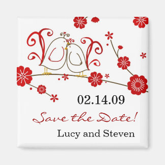 Vögel lieben und Kirschblüten Save the Date lieben Magnet