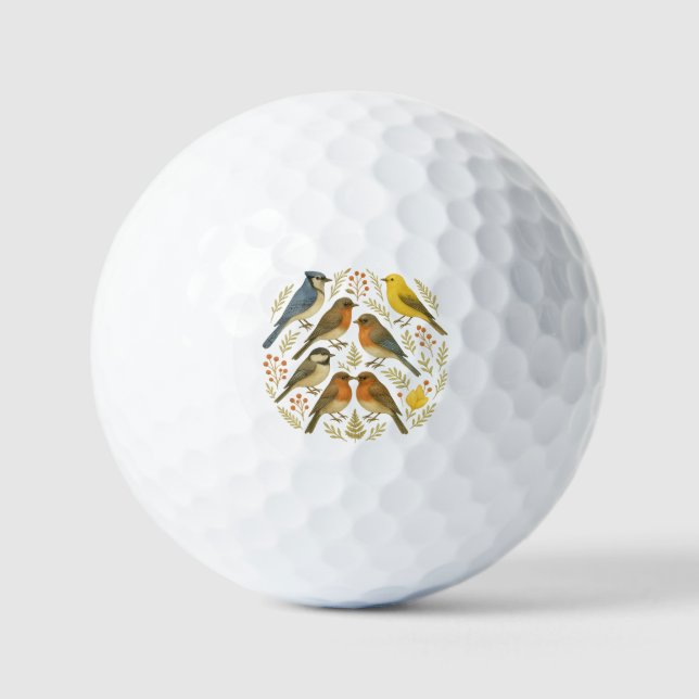 Vogel-Mandala – Heimische Singvögel  Golfball (Vorderseite)