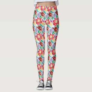 Vogel mit Blume Muster Leggings