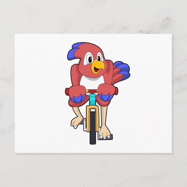 Vogel mit Fahrrad Postkarte (Vorderseite)