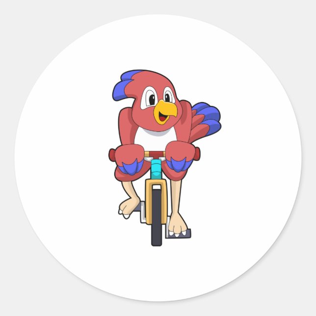 Vogel mit Fahrrad Runder Aufkleber (Vorderseite)