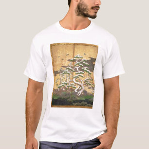 Vögel mit Herbst- und Winter-Blumen T-Shirt