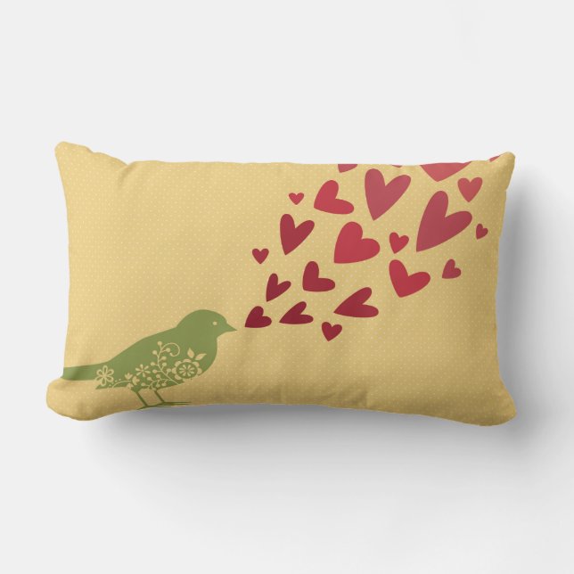 Vogel mit Herzkissen Lendenkissen (Vorderseite)