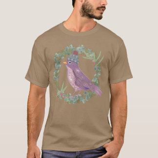 Vogel mit Mistletoe eucalyptus im Winter Stimmung  T-Shirt