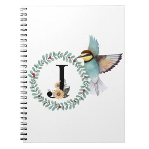 Vogel mit Wreath mit Buchstabe "J" Notizblock