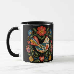 Vogel-Mug mit skurriler Volkskunst Tasse