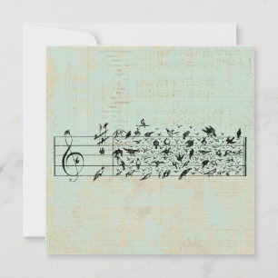 Vögel & Musikmitarbeiter Papier Vintager Minze Grü Feiertagskarte