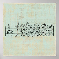 Vögel & Musikmitarbeiter Papier Vintager Minze Grü
