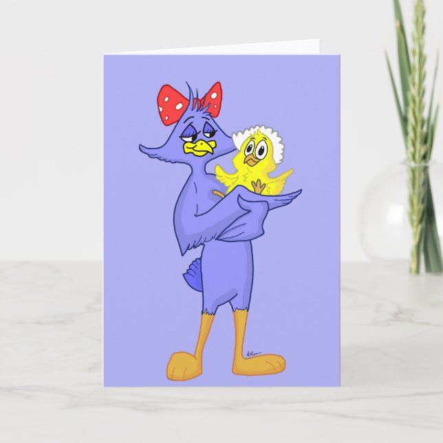 Vogel-Mutter-und Baby-Gruß-Karte Karte (Vorderseite)