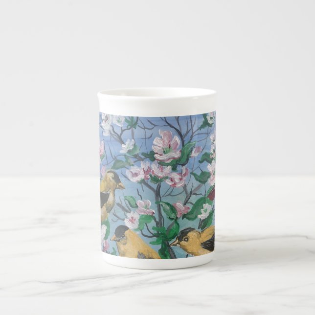 Vögel Neue Kollektion Originelle handgemalte Kunst Prozellantasse (Vorderseite)