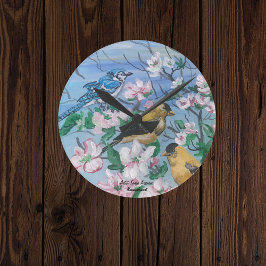 Vögel Neue Kollektion Originelle handgemalte Kunst Runde Wanduhr
