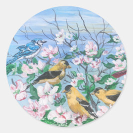 Vögel Neue Kollektion Originelle handgemalte Kunst Runder Aufkleber