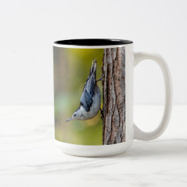 Vögel, Nuthatch, zweiseitig, Zweifarbige Tasse