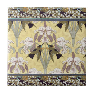 Vögel, Orchideen, Maidenhair Ferns Art Nouveau Fliese