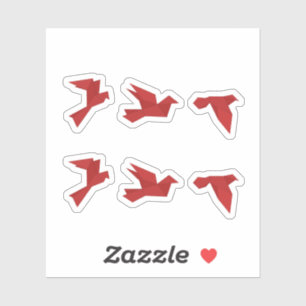 Vögel Red Origami Aufkleber