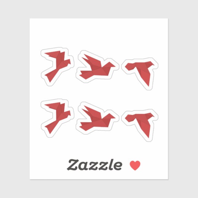 Vögel Red Origami Aufkleber (Blatt)