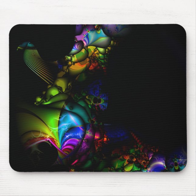 Vogel-Regenbogen-Fraktal Mousepad (Vorne)