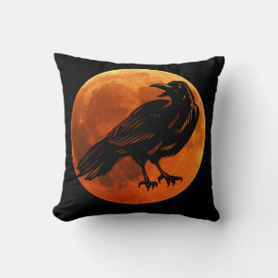 Vögel - Reversible Mond und schwarz-roter Wurfpfei Kissen