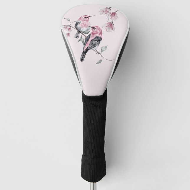 Vögel & Rosa Florals in Wasserfarbe Golf Headcover (Vorderseite)