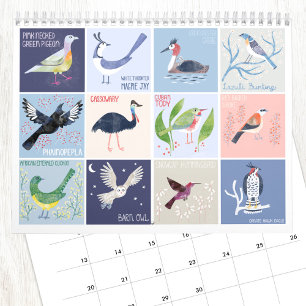 Vögel rund um die Welt Kunst Kalender